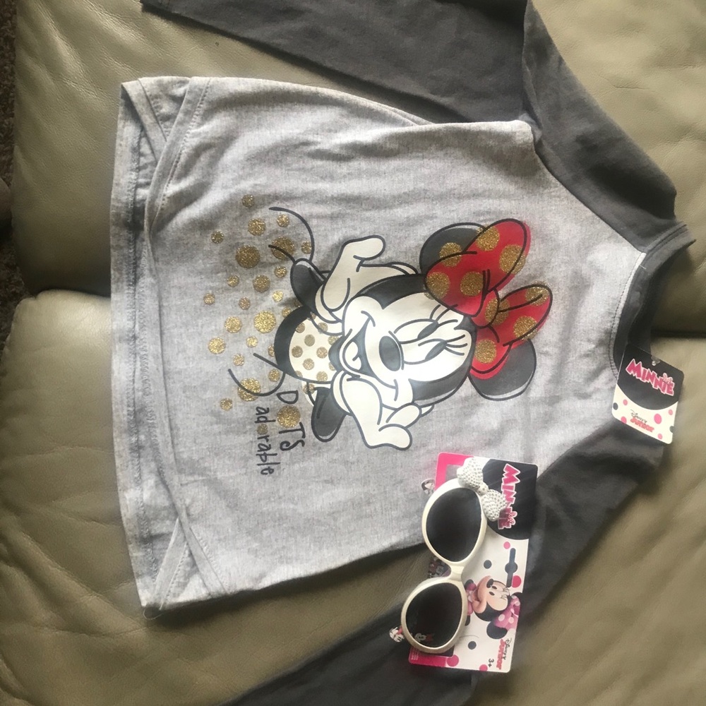 LITTLE GIRLS DISNEY TEE AND GLASSES - Picture 1 of 2